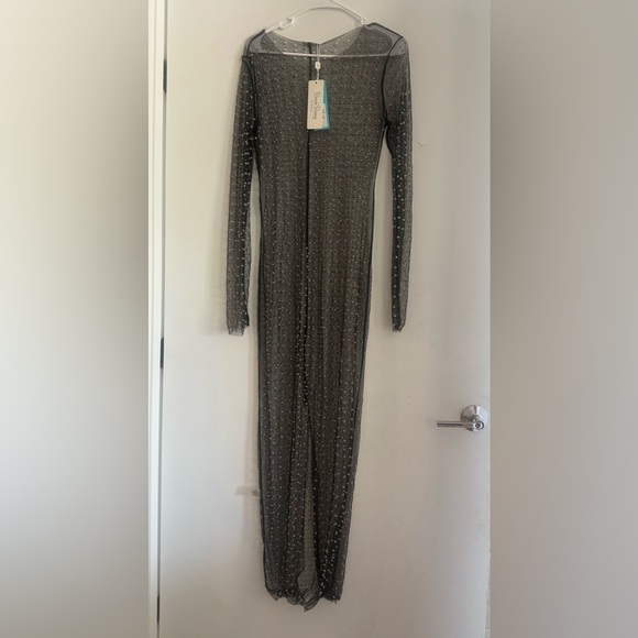 Beach Bunny Champagne Nights Pearl Mesh Cover Up Dress - Black NWT SIZE LARGE - Picture 2 of 4